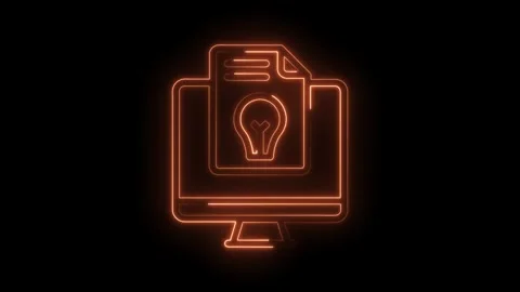 Computer display with idea document neon style concept innovation process Stock Footage 322975215