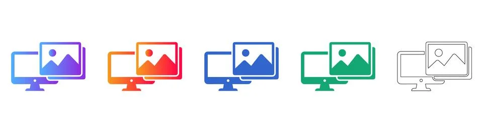 Computer Display Image Icons Stock Illustration