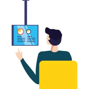 Computer display of industrial plant with engineer Stock Illustration