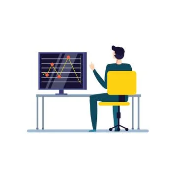 Computer display of industrial plant with engineer Stock Illustration