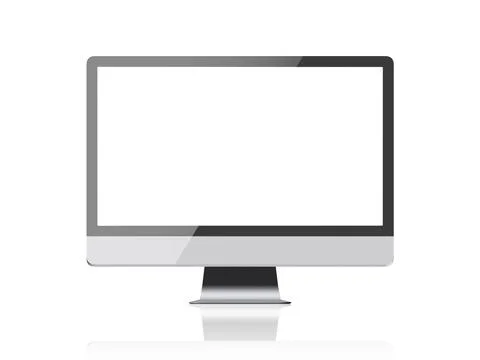 Computer display isolated on white background. Glass reflection Stock Illustration