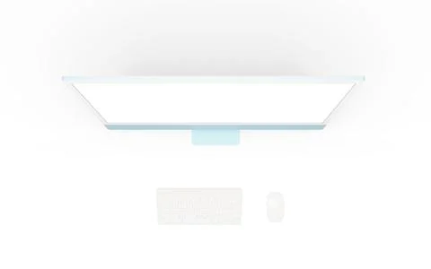 Computer display, keyboard and mouse view from above. Isolated screen for app Stock Illustration