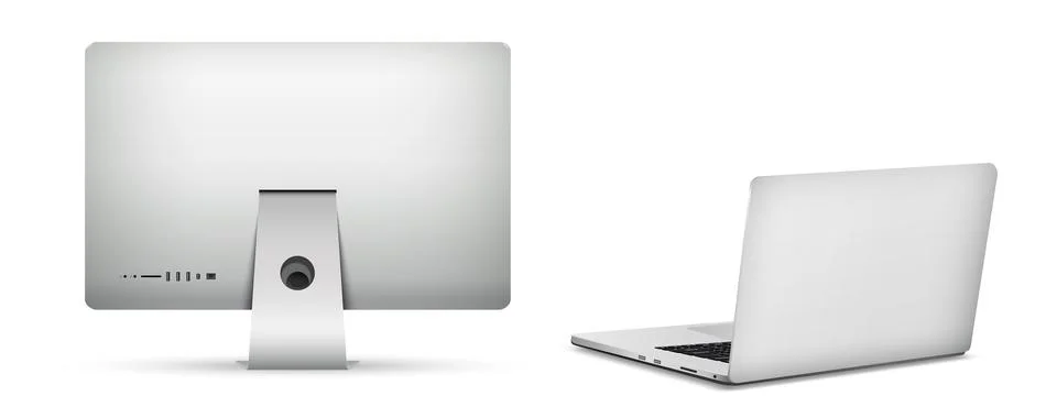 Computer display with laptop rear view Illustrazione stock
