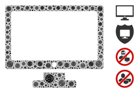 Computer Display Mosaic of Covid Virus Elements Illustrazione stock
