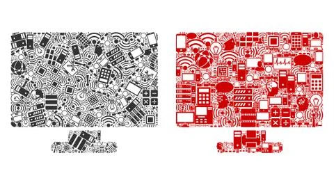 Computer Display Mosaic Icons for BigData Illustrazione stock
