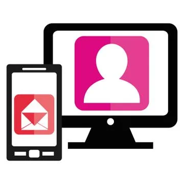 Computer display with multimedia apps Stock Illustration