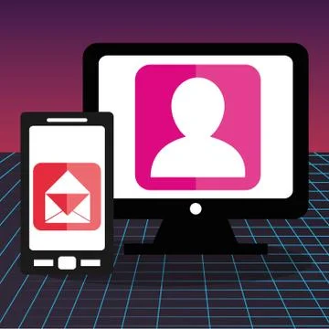 Computer display with multimedia apps Illustrazione stock