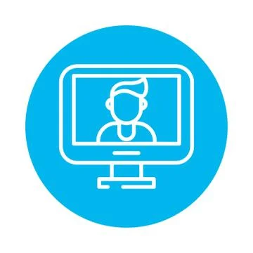 Computer display with person block style icon Stockillustratie