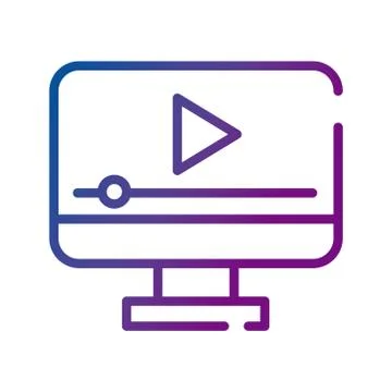 Computer display with play button video content gradient style icon Ilustración de archivo