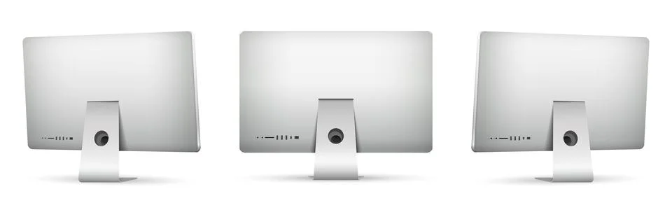 Computer display rear view on three sides Stock Illustration
