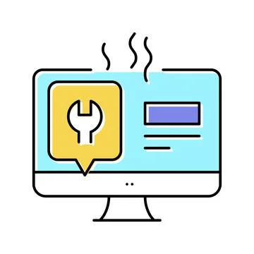 Computer display repair color icon vector illustration Stock Illustration