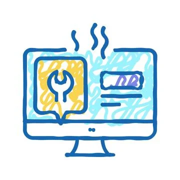 Computer display repair icon doodle illustration イラスト素材