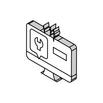 Computer display repair isometric icon vector illustration Stock Illustration