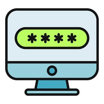 Computer display showing password entry for security Stock-Illustration