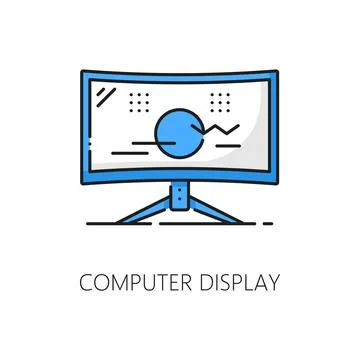 Computer display software thin line color icon Stock Illustration