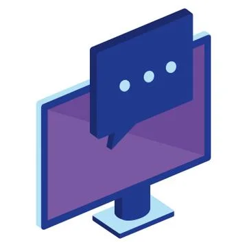 Computer display with speech bubble Stock Illustration