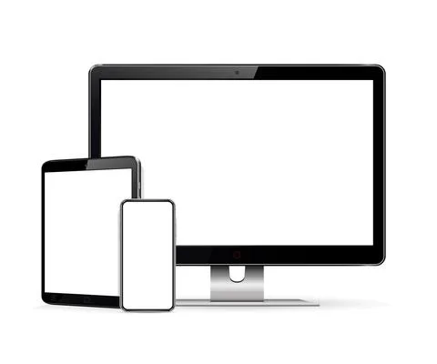 Computer display, tablet, phone mock up Illustrazione stock