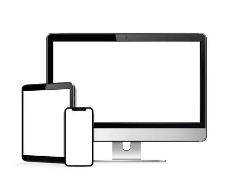 Computer display, tablet, phone mock up Stock Illustration