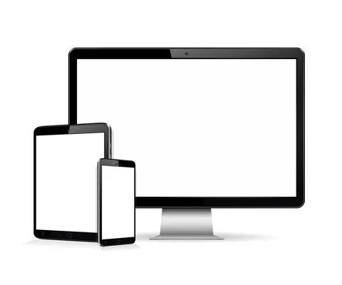Computer display, tablet, smartphone mock up Stock Illustration