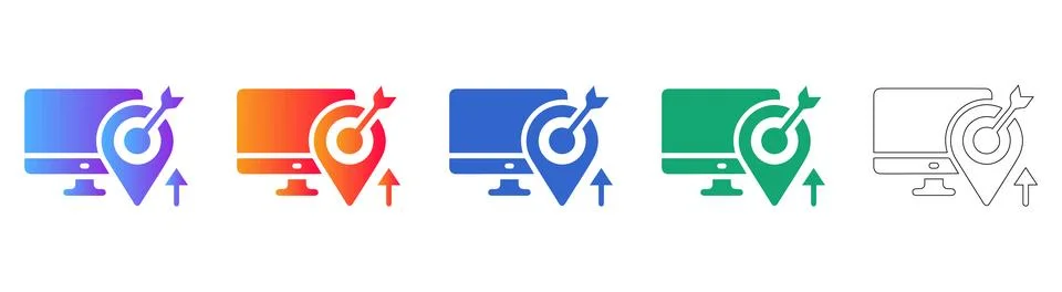 Computer Display Target Icon Set Stockillustratie