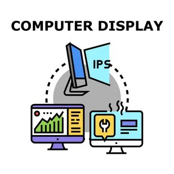 Computer display technology developing and repairing concepts Illustrazione stock