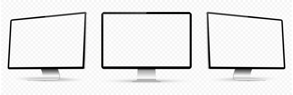 Computer display on three sides with transparent screen. Realistic computer.. イラスト素材