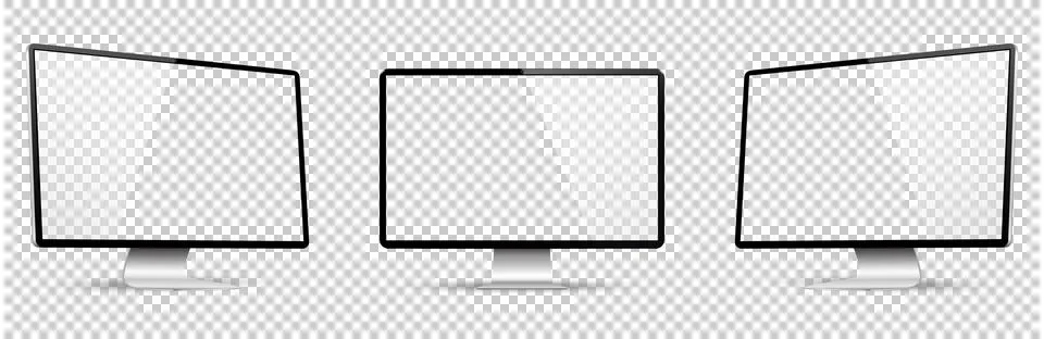 Computer display on three sides without background with blank screen Stock Illustration