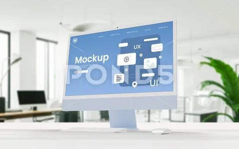 Computer display UI design layout mockup PSD Template