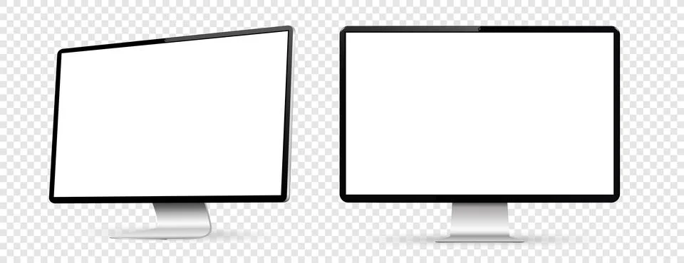 Computer display with white screen on transparent background Illustrazione stock