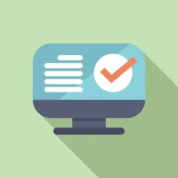 Computer displaying check mark icon on screen, concept of successful operation Illustrazione stock