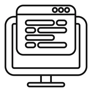 Computer displaying code on screen, programming and software development concept Stock Illustration