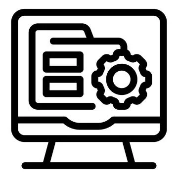 Computer displaying folder and gear, symbolizing file management and settings 스톡 일러스트