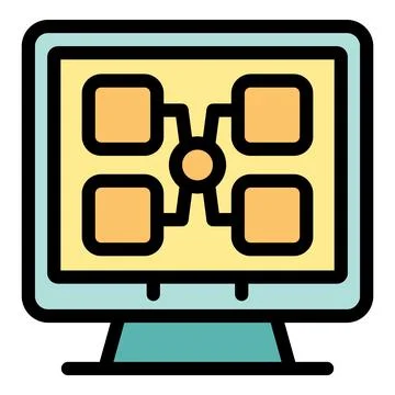 Computer displaying a mind map for brainstorming new ideas Stock Illustration