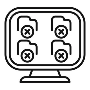 Computer displaying multiple folders with errors on screen Stock Illustration