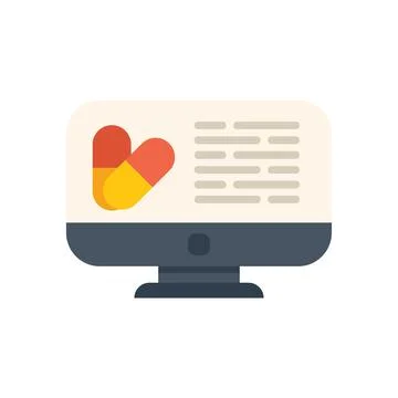 Computer displaying online pharmacy website for ordering medicine online Stock Illustration