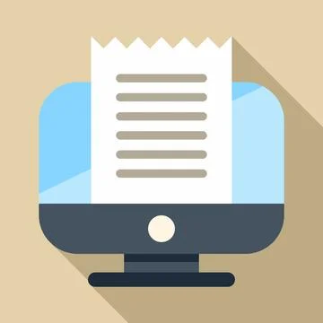 Computer displaying online receipt bill invoice icon Stock Illustration