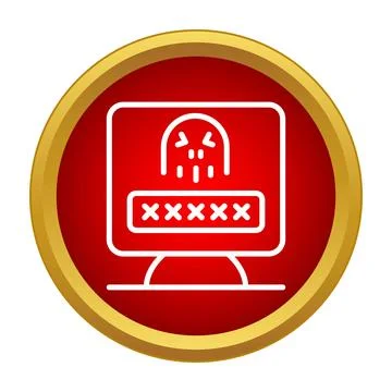 Computer displaying password breach warning with skull icon Stockillustratie