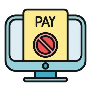 Computer displaying paywall with no access icon Stock Illustration