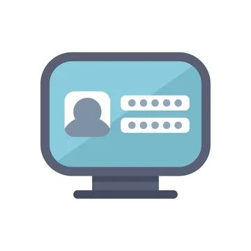 Computer displaying user profile with login and password form Stock Illustration