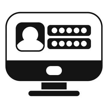 Computer displaying user profile with password login form Illustrazione stock