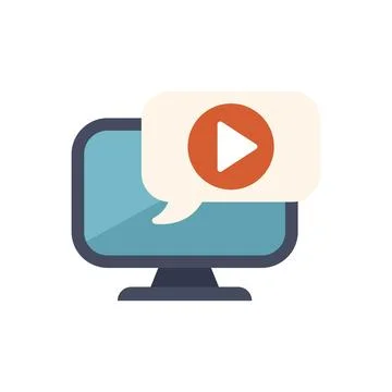Computer displaying video message notification icon Stock Illustration
