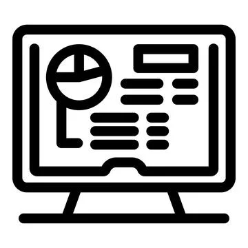 Computer displaying website with data analysis and pie chart icon Stock Illustration