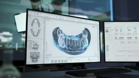 Computer Displays Treatment Of Teeth Damage In Modern Dentistry Clinic Software Stock Footage 252487740