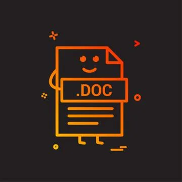 Computer doc document file format type icon vector design Illustrazione stock