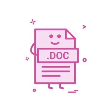 Computer doc document file format type icon vector design Illustrazione stock