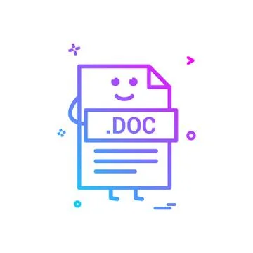 Computer doc document file format type icon vector design Illustrazione stock