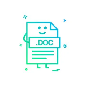 Computer doc document file format type icon vector design イラスト素材