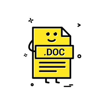 Computer doc document file format type icon vector design Illustrazione stock