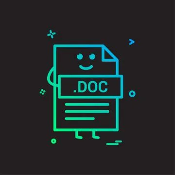 Computer doc document file format type icon vector design Stock Illustration