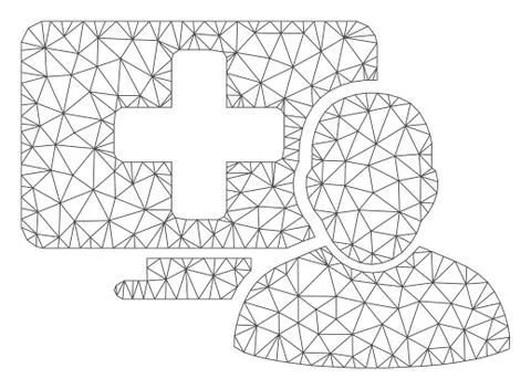Computer Doctor Polygonal Frame Vector Mesh Illustration Stock Illustration